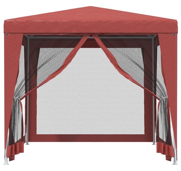 Šator za zabave s 4 mrežasta bočna zida crveni 2,5 x 2,5 m HDPE - Crvena / 2.5 x 2.5 m