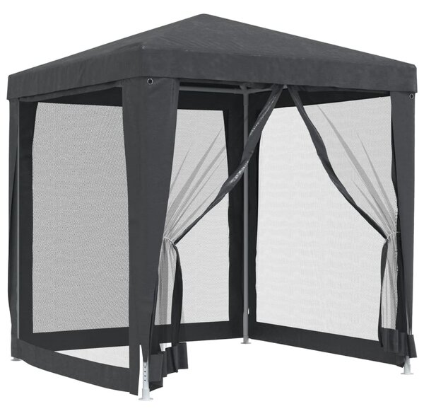 Šator za zabave s 4 mrežasta bočna zida antracit 2 x 2 m HDPE - Antracitno siva / 2 x 2 m