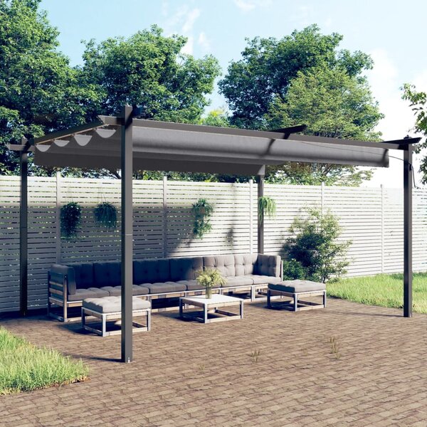 Vrtna sjenica s pomičnim krovom 4 x 3 m antracit - Antracitno siva / 4 x 3 x 2.2 m