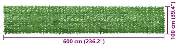 Balkonski zastor sa zelenim lišćem 600 x 100 cm - Zelena / 600 x 100 cm