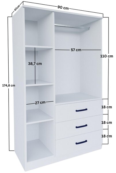 Ormar za garderobu Essy 56 (bijela mat)