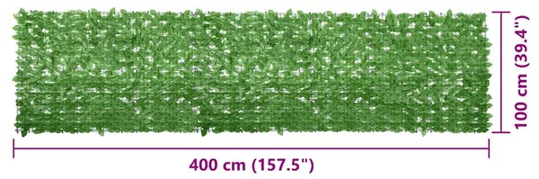 Balkonski zastor sa zelenim lišćem 400 x 100 cm - Zelena / 400 x 100 cm