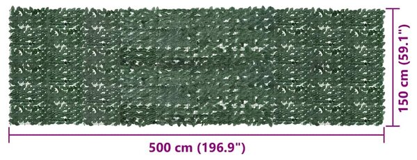 Balkonski zastor s tamnozelenim lišćem 500 x 150 cm - Zelena / 500 x 150 cm