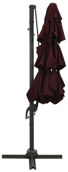 Vrtni suncobran s 4 razine i aluminijskim stupom 3 x 3 m bordo - Crvena / N/A