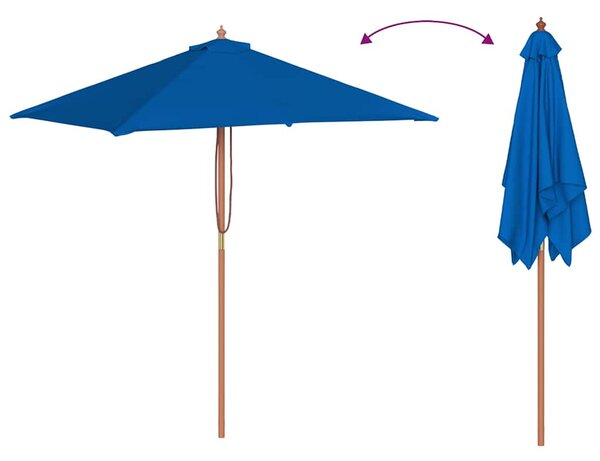 Vrtni suncobran s drvenim stupom 150 x 200 cm plavi - Plava / N/A