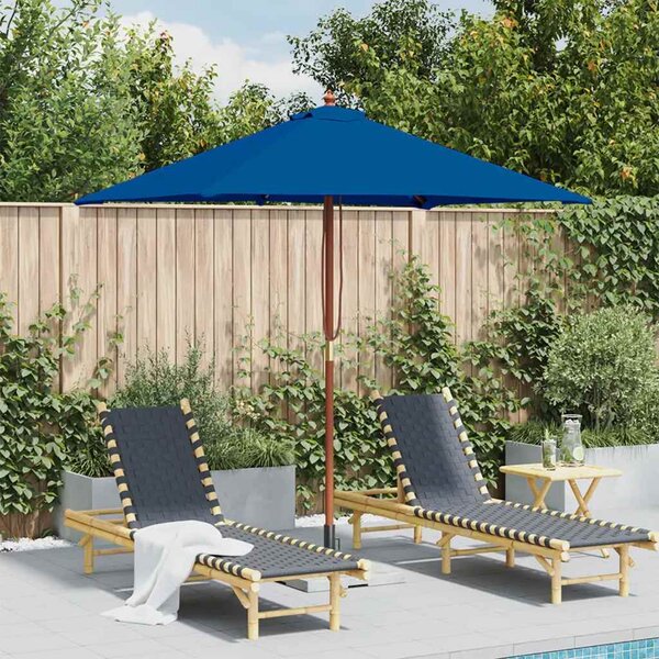 Vrtni suncobran s drvenim stupom 150 x 200 cm plavi - Plava / N/A