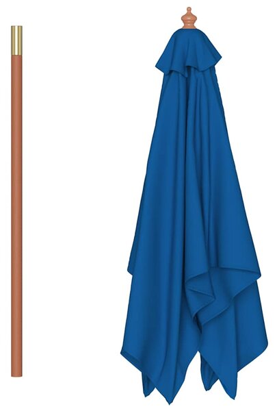 Vrtni suncobran s drvenim stupom 150 x 200 cm plavi - Plava / N/A