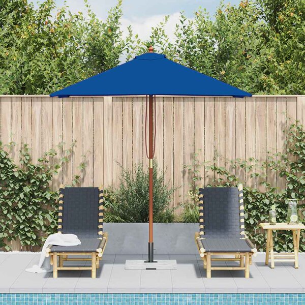 Vrtni suncobran s drvenim stupom 150 x 200 cm plavi - Plava / N/A
