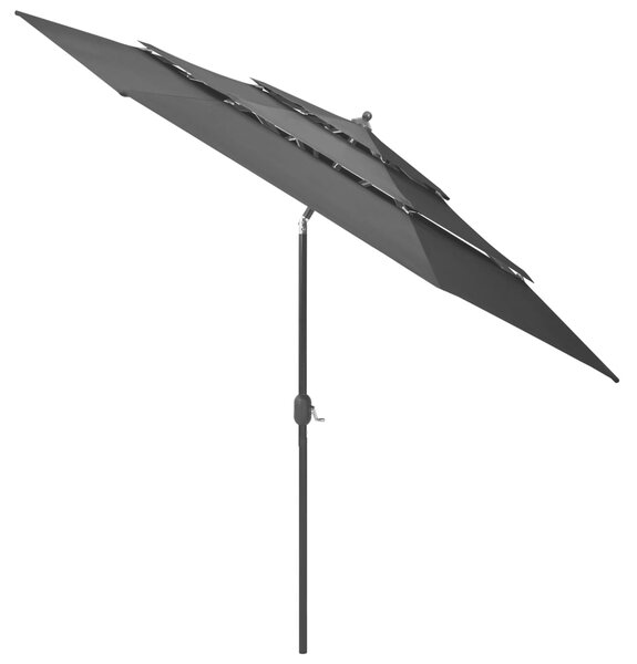 Vrtni suncobran s 3 razine i aluminijskim stupom 3 m antracit - Antracitno siva / 3 m