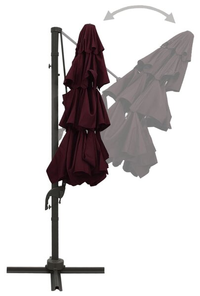 Vrtni suncobran s 4 razine i aluminijskim stupom 3 x 3 m bordo - Crvena / N/A
