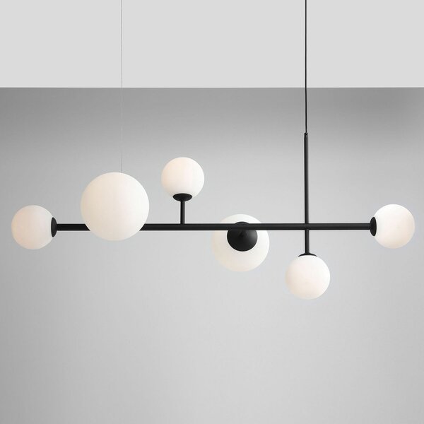 ALDEX Dione viseća lampa, za šest sijalica, crna, prigušiva, Crno, Dnevni boravak/blagovaonica, Metal, Metak