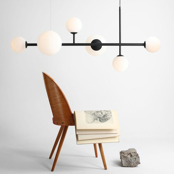 ALDEX Dione viseća lampa, za šest sijalica, crna, prigušiva, Crno, Dnevni boravak/blagovaonica, Metal, Metak