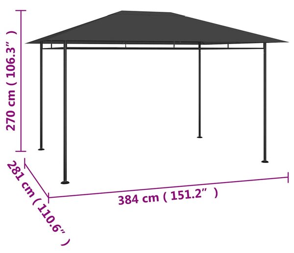 Sjenica 384x281x270 cm antracit 180 g/m² - Antracitno siva / N/A