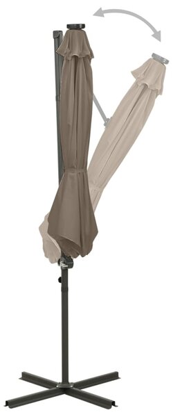 Konzolni vrtni suncobran sa stupom LED 300 cm smeđesivi - Tupe / N/A