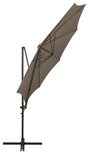 Konzolni vrtni suncobran sa stupom LED 300 cm smeđesivi - Tupe / N/A