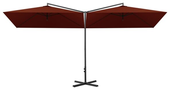 Dvostruki vrtni suncobran s čeličnim stupom 600x300 cm terakota - Smeđa / N/A