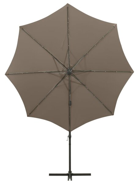 Konzolni vrtni suncobran sa stupom LED 300 cm smeđesivi - Tupe / N/A