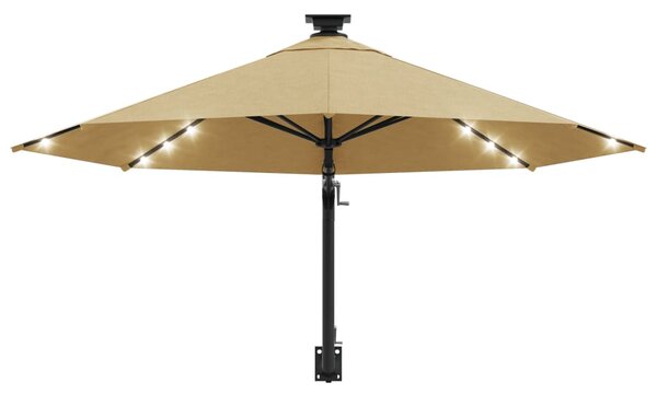 Zidni vrtni suncobran s LED svjetlima 300 cm smeđesivi - Tupe / N/A