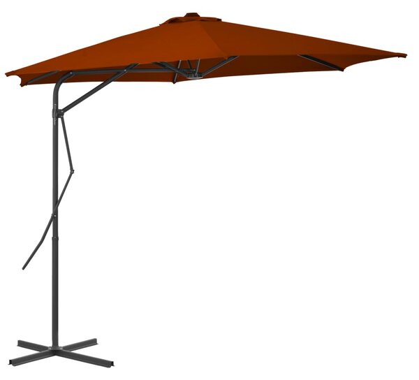 Vrtni suncobran s čeličnim stupom 300 x 230 cm terakota - Smeđa / N/A