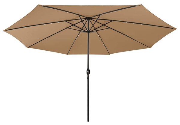 Vrtni suncobran s LED svjetlima 400 cm smeđesivi - Tupe / N/A