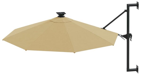 Zidni vrtni suncobran s LED svjetlima 300 cm smeđesivi - Tupe / N/A