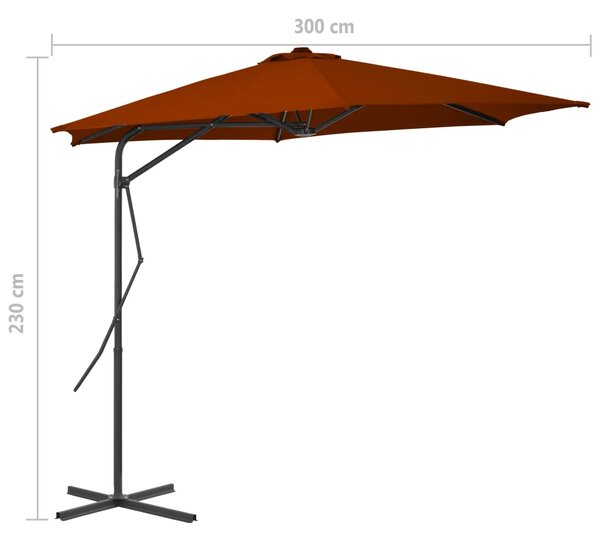 Vrtni suncobran s čeličnim stupom 300 x 230 cm terakota - Smeđa / N/A