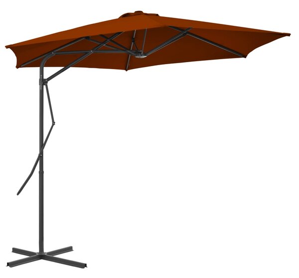 Vrtni suncobran s čeličnim stupom 300 x 230 cm terakota - Smeđa / N/A
