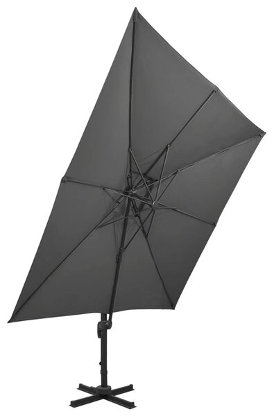 Konzolni vrtni suncobran s dvostrukim vrhom 300x300 cm antracit - Antracitno siva / 300 x 300 cm