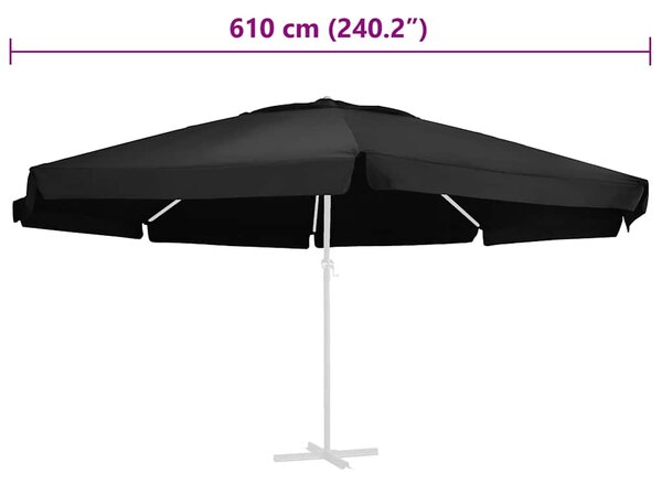 Zamjenska tkanina za vrtni suncobran crna 610 cm - Crna / Φ 610 cm