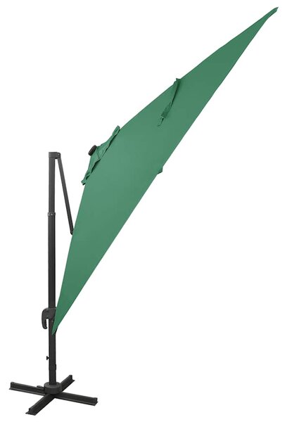 Konzolni vrtni suncobran sa stupom i LED svjetlom 300 cm zeleni - Zelena / Default