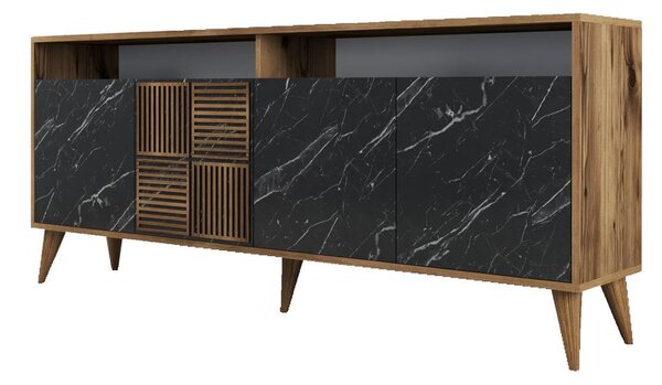 Woody Fashion Komoda, Milan - Walnut, Black Marble