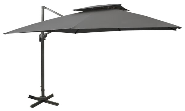 Konzolni vrtni suncobran s dvostrukim vrhom 300x300 cm antracit - Antracitno siva / 300 x 300 cm