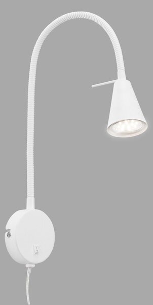 Briloner LED zidna svjetiljka Tusa, bijela, metalna, 45 cm, fleksibilni krak, Bijela, spavaća soba, Metal