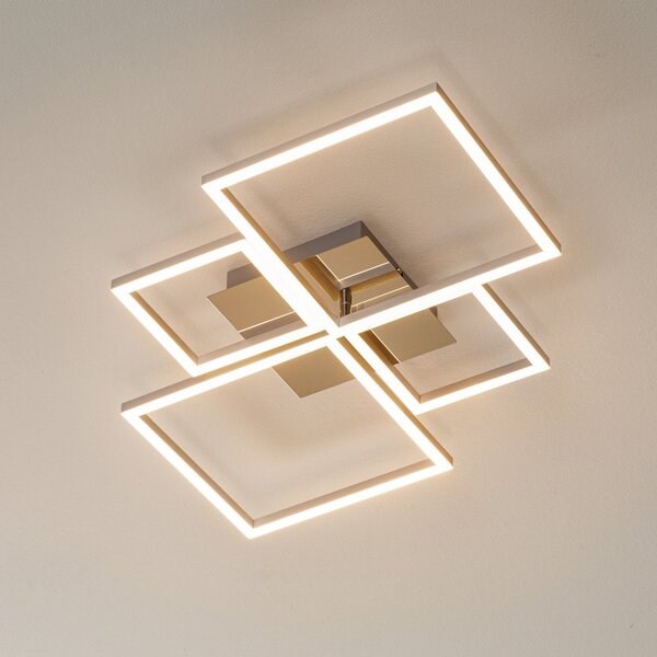 Briloner LED stropna svjetiljka Frame, prigušiva se pomoću zidnog prekidača,, Sivo, Dnevni boravak/blagovaonica, Metal