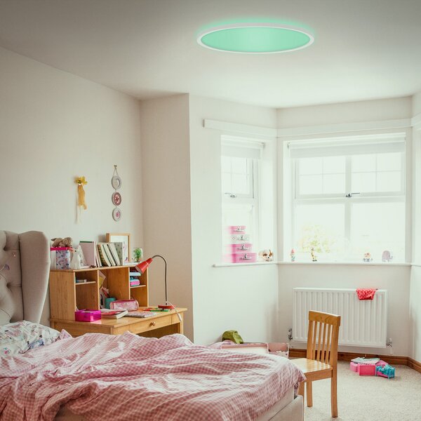 Briloner LED panel Tanak okrugli RGBW efekt Ø42cm bijeli, prigušiva, Bijela, Dnevni boravak/blagovaonica, Plastika