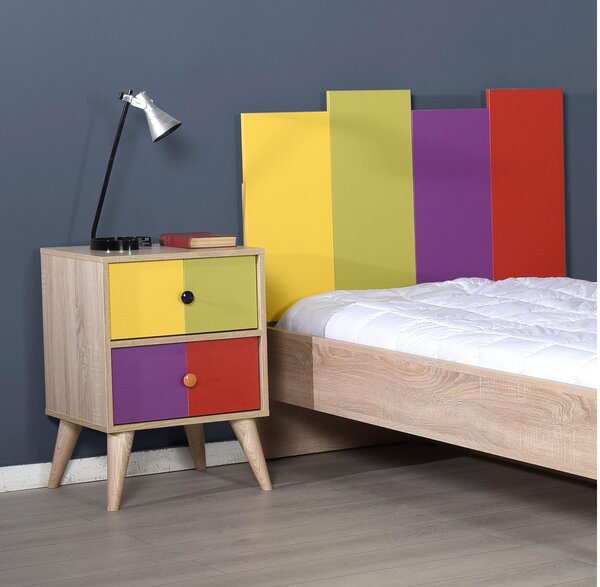 Zondo.hr Noćni stolić Kiran 2 (hrast + više boja). Akcija -29%. 1108554
