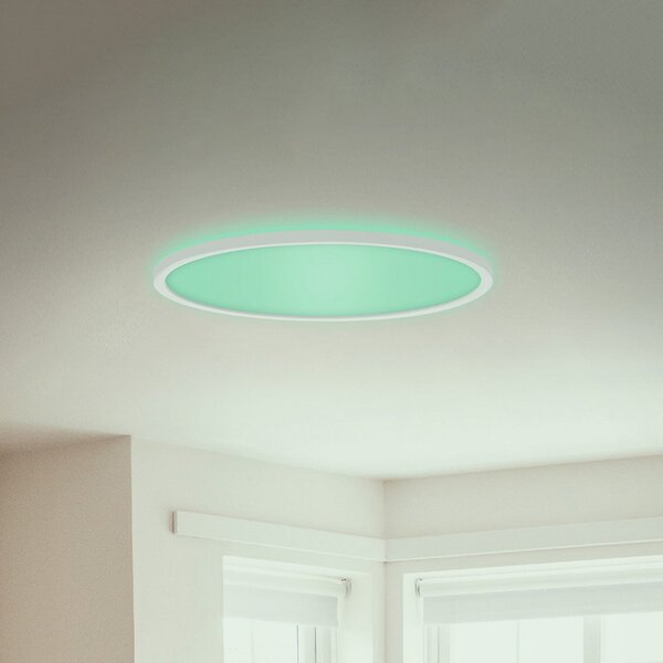 Briloner LED panel Tanak okrugli RGBW efekt Ø42cm bijeli, prigušiva, Bijela, Dnevni boravak/blagovaonica, Plastika