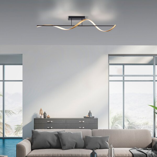 Q-Smart-Home Paul Neuhaus Q-Swing stropna svjetiljka antracit/mjed, prigušiva, Crno, Dnevni boravak/blagovaonica, Metal
