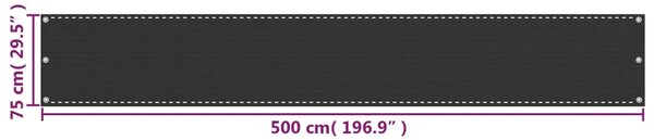 Balkonski zastor HDPE 75 x 500 cm antracit - Antracitno siva / 75 x 500 cm