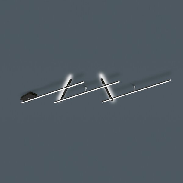 Trio Lighting Okretna LED stropna svjetiljka Indira, crna s prigušivačem, prigušiva, Crno, Dnevni boravak/blagovaonica, Metal, Zidni kvadrat