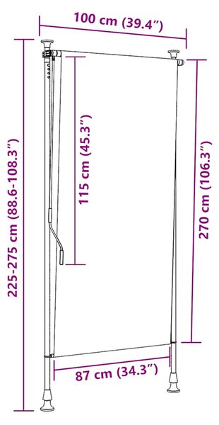 Vanjska roleta 100 x 270 cm krem - Krema / 100 x 270 cm