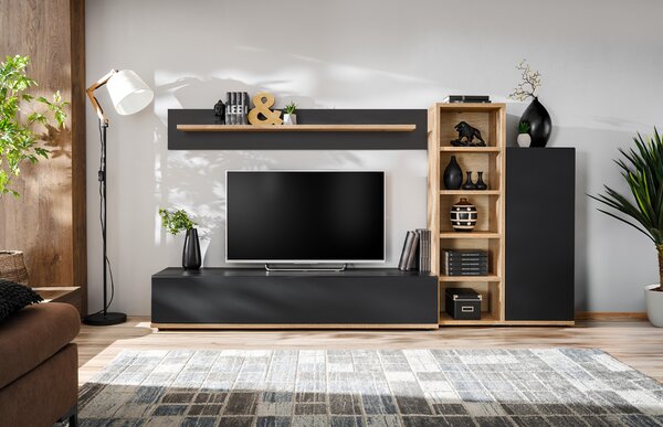 Set za dnevni boravak Salk (hrast ribbeck + crna)