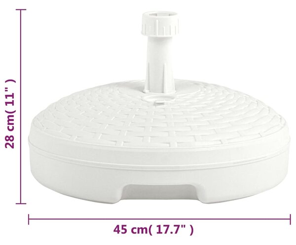 Stalak za suncobran s pijeskom/vodom 20L bijeli plastični ratan - Bijela / N/A