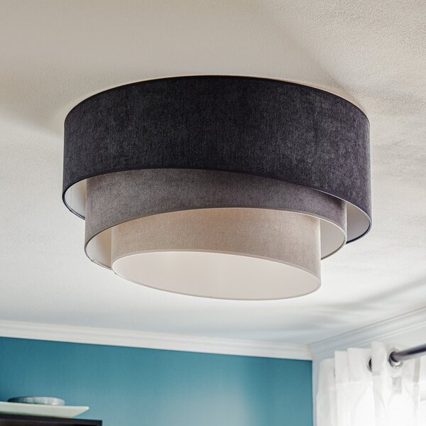Duolla Stropna lampa Pastel Trio Ø 60cm u 3 nijanse sive, prigušiva, Sivo, Dnevni boravak/blagovaonica, Tkanina / tekstil