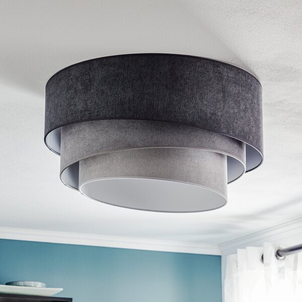 Duolla Stropna lampa Pastel Trio Ø 60cm u 3 nijanse sive, prigušiva, Sivo, Dnevni boravak/blagovaonica, Tkanina / tekstil