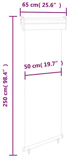 Balkonska bočna tenda 65 x 250 cm krem - Krema / 65 x 250 cm