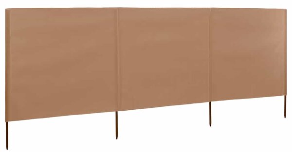 Vjetrobran s 3 panela od tkanine 400 x 80 cm smeđe-sivi - Tupe / 400 x 80 cm