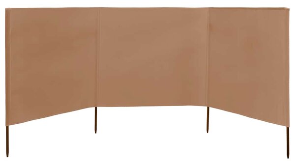 Vjetrobran s 3 panela od tkanine 400 x 80 cm smeđe-sivi - Tupe / 400 x 80 cm