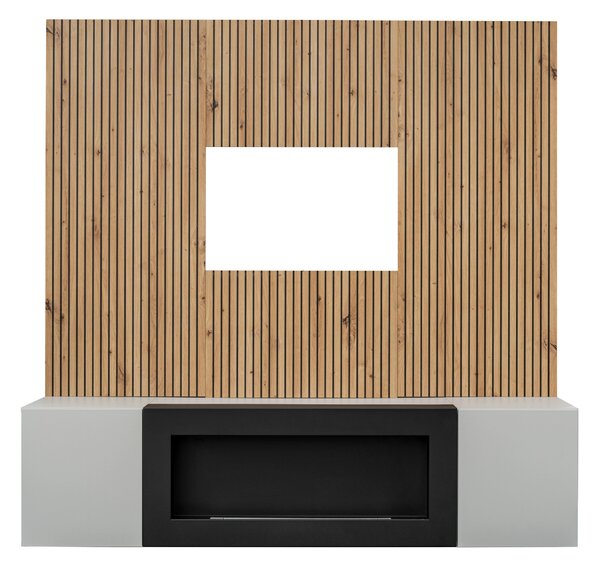 Set za dnevni boravak Xavus L2-K (perla grey + hrast artisan) (s bio kaminom)
