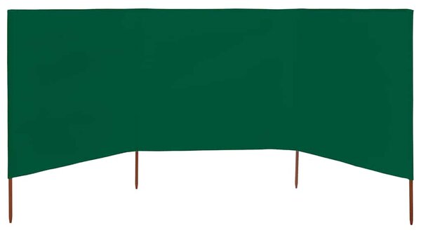 Vjetrobran s 3 panela od tkanine 400 x 80 cm zeleni - Zelena / 400 x 80 cm